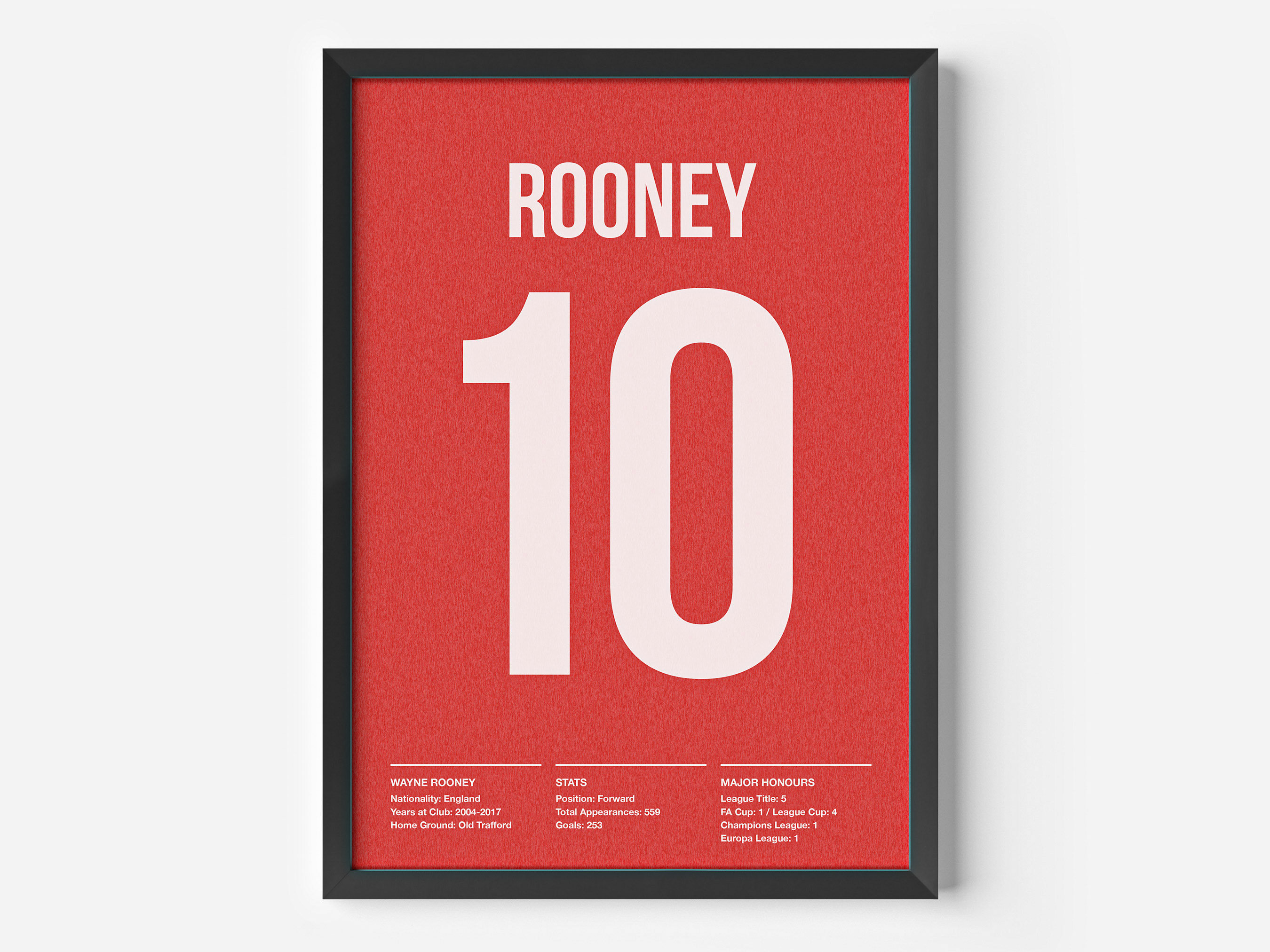 Man Utd Football Fans Print, Wayne Rooney, Legend Print, White Ink