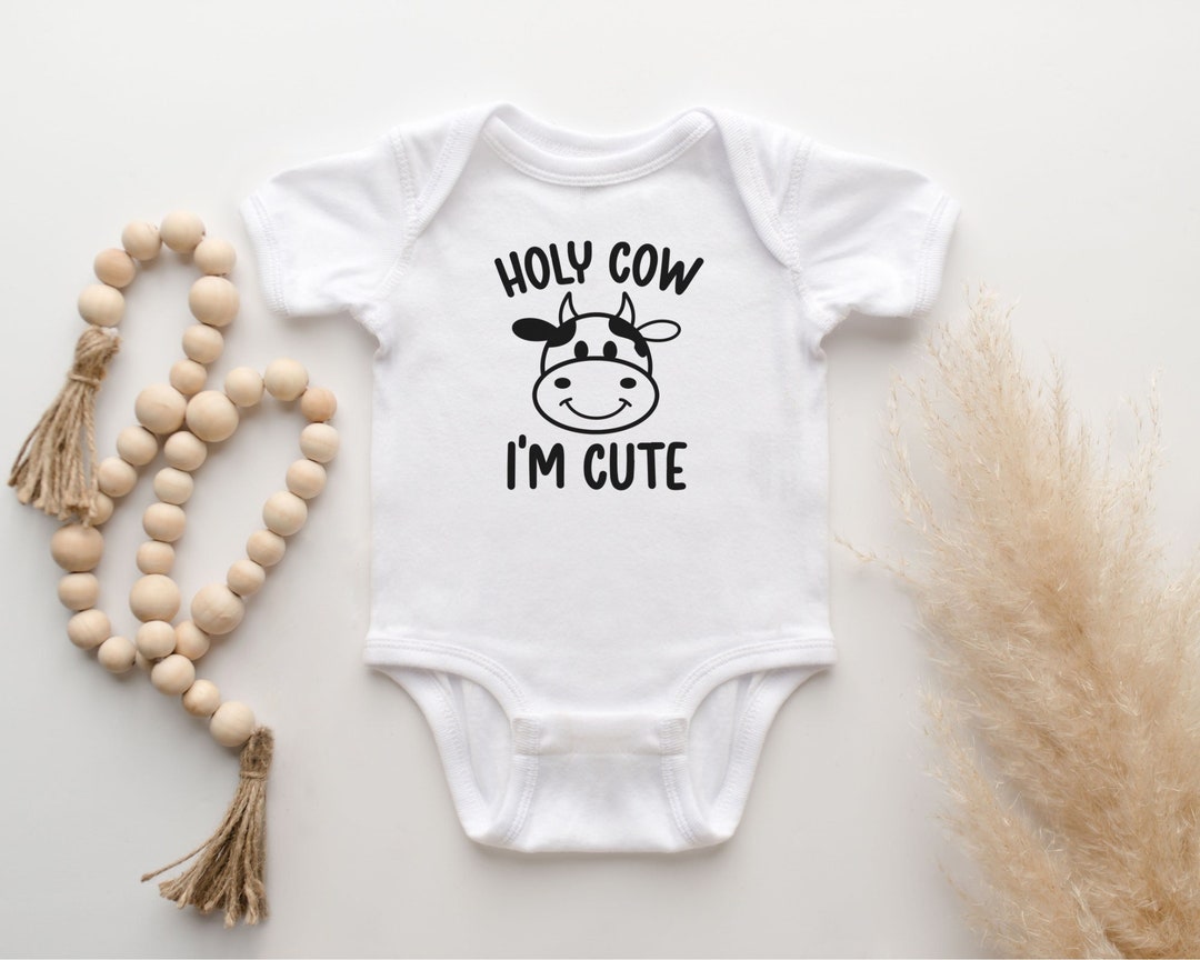 Baby Onesie Holy Cow I'm Cute, Cow Baby Gift, Cow Baby Outfit, Baby