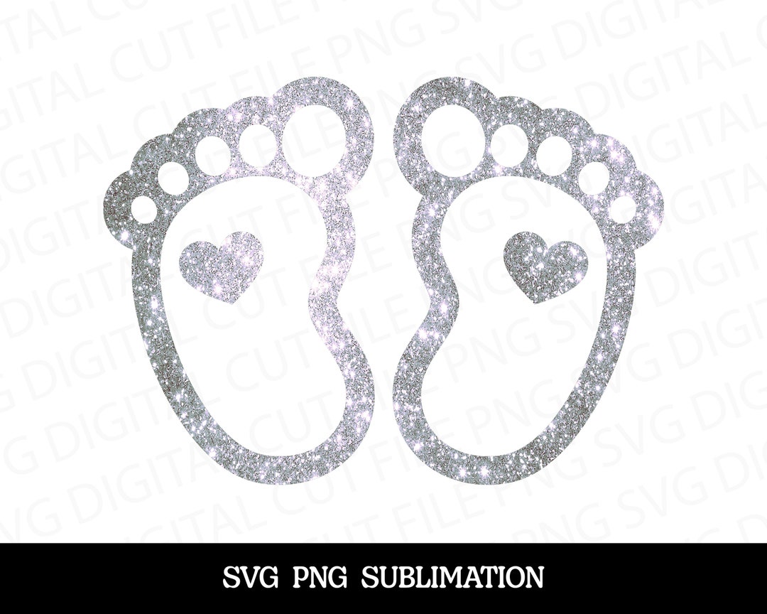 Glitter Baby Feet Svg Footprint Clipart Christmas Baby Feet Etsy