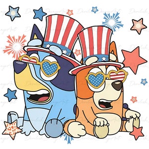 Blue Dog 4th Of July svg Png, Cartoon 4th Of July Png, Party in USA png, American svvg, Fourth Of July svg, Cartoon Blue Dog svg Sublimation