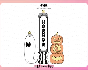 Halloween Horror Bookish Candles PNG, Spooky Season Book Lovers Design Files (Digital Download)