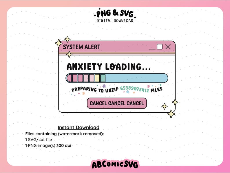 Anxiety Loading SVG PNG, Mental Breakdown SVG, Funny Svg File, Cute ...