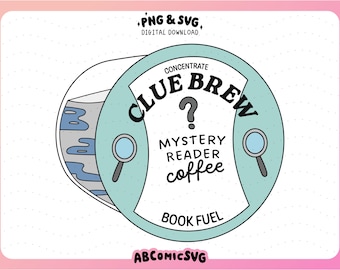 Mystery Book Lover Coffee Pod SVG PNG, Bookish Clipart, Trendy Designs for Stickers, Magnetic Bookmark, Keychains, Tshirts, Tumblers, Mugs