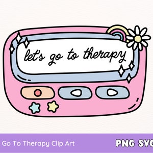 Laten we naar therapie gaan Pieper Pager Tekstillustraties, Geestelijke gezondheid Trendy PNG SVG