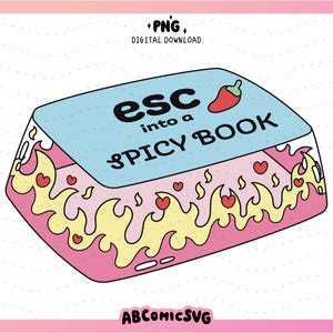 Spicy Book Keycap PNG, Realität entfliehen, Spicy Reader Bücher Png, Lesezeichen Png, Bookish Png, Buchliebhaber Png, Romanze Buch, Lesen Clipart