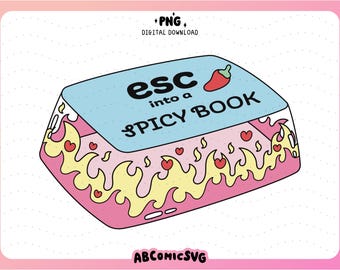 Spicy Book Keycap PNG, Escaping Reality, Spicy Reader Books Png, Bookmark Png, Bookish Png, Book Lover Png, Romance Book, Reading Clipart