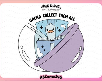 Bookish Silly Goose Gacha PNG SVG, Reading Goose Trinket PNG, Trendy Designs for Stickers, Magnetic Bookmarks, Keychains, Tshirts, Totes