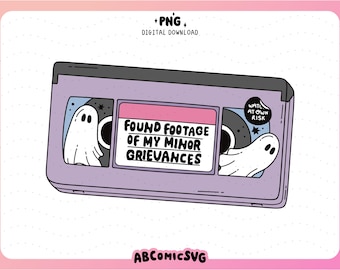 Y2K VHS Ghost Tape PNG, Halloween PNG, Sad 90s Millennial Design File for Stickers, Magnetic Bookmark, Badge Reel, Tshirt (Digital Download)
