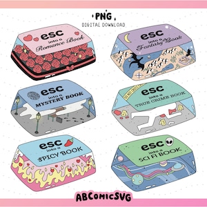 Bookish Keycap Bundle PNG, Realität entfliehen, trendiges Buch Bundle, magnetisches Lesezeichen PNG, Buchliebhaber PNG, Buchclub Png, lesen Clipart