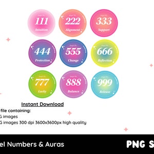 Angel Numbers & Aura SVG PNG, Manifesting Mystical Self Love Lucky ...