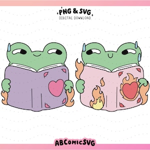 Spicy Reader Frogs SVG PNG, Funny Frogs SVG, Bookish Frogs Png, Spicy Book Svg, Reading Clipart, Book Lover Png, Svg Files, Digital Download