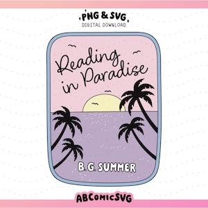 Reading in Paradise Book Cover PNG SVG, Book Girl Summer PNG, Magnetic Bookmark Png, Sticker Png, Book Lover Svg, Summer Reading Png, Trendy
