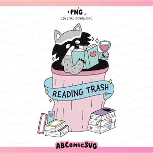 Lendo Trash PNG, Trash Panda PNG, Spicy Books PNG, Smut Png, designs bonitos e modernos para adesivos, camisetas, marcadores, chaveiros, sacolas, canecas