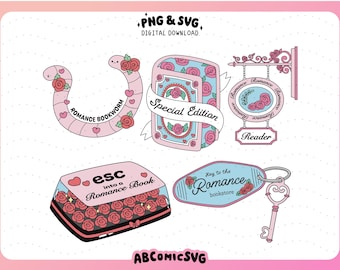Romance Book Lover Bundle PNG SVG, Sticker Png, Magnetic Bookmark Designs, Bookish SVG, Special Edition Book, Book Club Png, Reading Clipart
