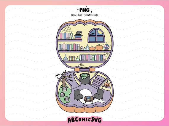 Spooky Pocket Library PNG, Retro Halloween PNG, Bookish PNG, Cute Trendy Design Files for Stickers, Tshirts, Bookmarks, Keychains, Mugs