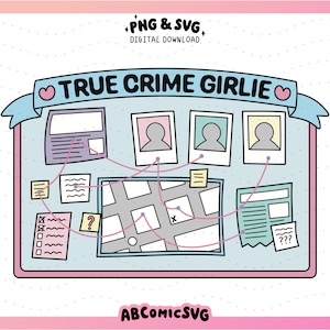 True Crime Girlie SVG PNG, True Crime Junkie SVG, True Crime Book Club Cute Trendy Designs for Stickers, Tshirts, Sweatshirts, Pins, Totes