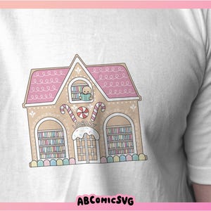 Gingerbread House Library PNG, Bookish Christmas PNG, Cute Trendy ...