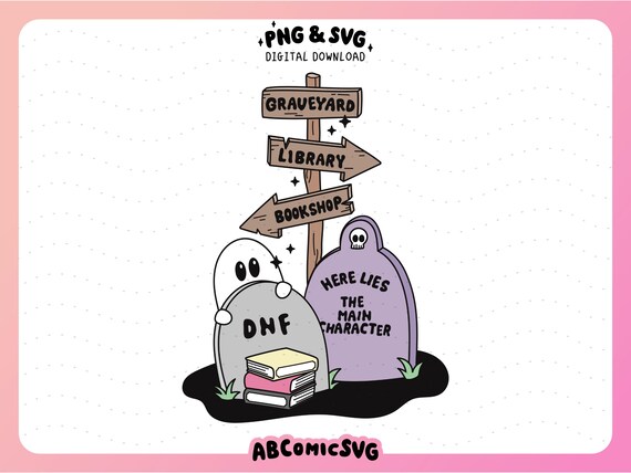 Spooky Bookish Direction Sign SVG PNG, Halloween Book PNG, Trendy Designs for: Stickers, Magnetic Bookmarks, Tshirts, Keychains, Tumblers