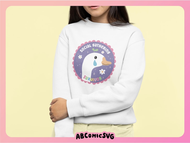 Goose SVG PNG, asociaal, angst, schattig geestelijke gezondheid SVG-ontwerpen voor shirts, stickers, mokken, commercieel gebruik afbeelding 4