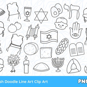 Dessin au trait juif Doodle clipart, PNG en hébreu judaïque pour usage commercial
