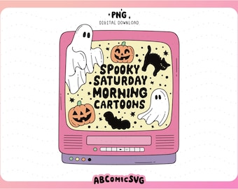 90s Kid Saturday Morning Nostalgia PNG, Y2K Halloween PNG, Retro Design File for Stickers, Keychains, Badge Reel, Tshirt (Digital Downloads)