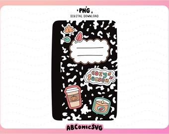 Fall Composition Notebook PNG, Cozy Season PNG, Back to School PNG, Autumn Png, Teacher Png, Its Fall Yall Clipart Design (Digital Download)