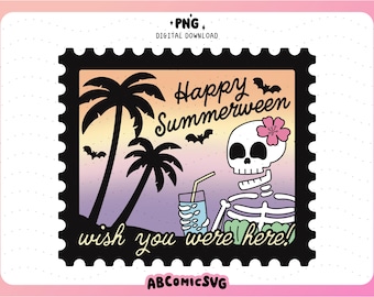 Feliz verano PNG, Verano fantasmal espeluznante PNG, Pastel gótico PNG, Esqueleto lindo PNG, Chica gótica PNG, Verano gótico PNG, Verano de terror divertido PNG