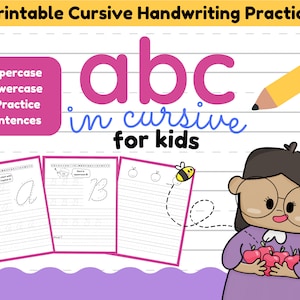 Cursive Alphabet Handwriting Practice Worksheets for Kids, Printable Cursive Letter, Alphabet Tracing Worksheets for K-5, Over 100 Pages