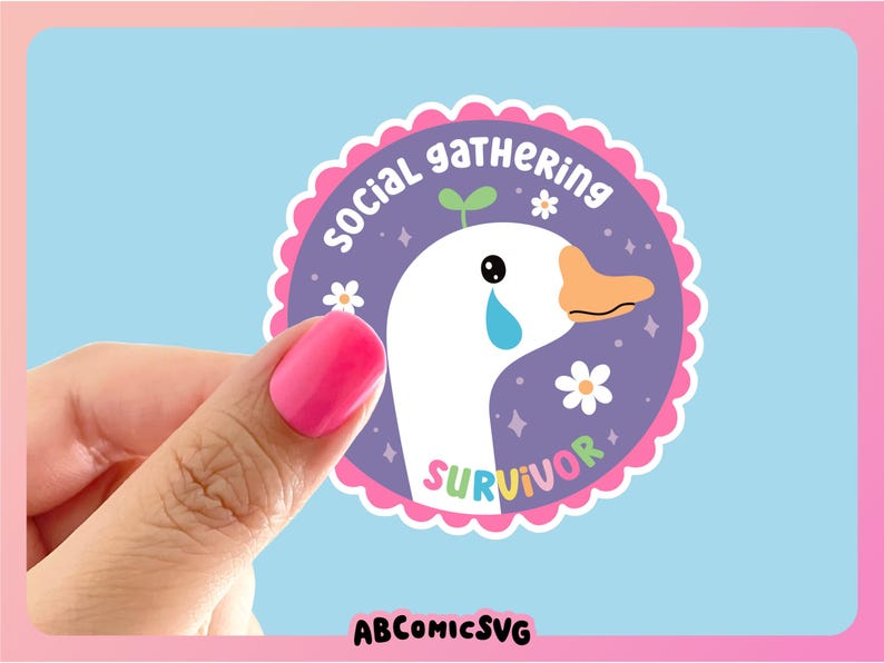 Goose SVG PNG, asociaal, angst, schattig geestelijke gezondheid SVG-ontwerpen voor shirts, stickers, mokken, commercieel gebruik afbeelding 3