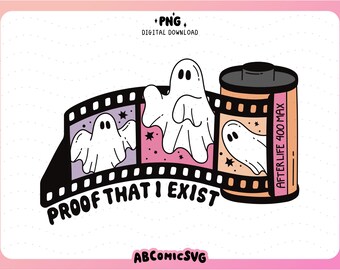 90s Aesthetic Camera Film PNG, Halloween Ghosts PNG, Spooky Design File for Stickers, Keychains, Badge Reels, Tshirts (Digital Download)