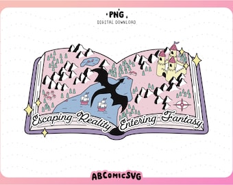 Escaping Reality Entering Fantasy PNG, Fantasy Reader PNG, Trendy Bookish Stickers PNG, Reading Clipart, Book Lover, Sublimation Designs