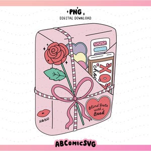 Appuntamento al buio di San Valentino con un libro PNG, PNG di San Valentino, Design alla moda in stile libro per adesivi, segnalibri, portachiavi, magliette, tazze, borse