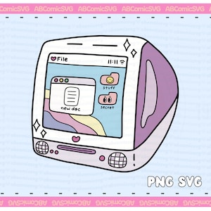Retro Computer SVG PNG, Cute Y2K Svg, Millennial Svg, Trendy ontwerpen voor stickers, hoodies, tees, sweatshirts, mok, bakken, commercieel gebruik