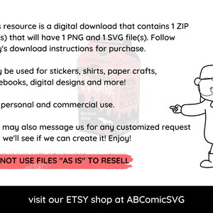 May include: Black and white illustration of a cartoon character pointing to a carton of "100% Vegan Human Blood" juice. The text "DO NOT USE FILES "AS IS" TO RESELL" is in red.