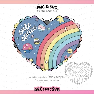 Veilige ruimte SVG PNG, Pride PNG, Pride Ally Svg, Rainbow Svg, leuke trendy ontwerpen voor stickers, T-shirts, pins, motelsleutelhangers, mokken, bakken