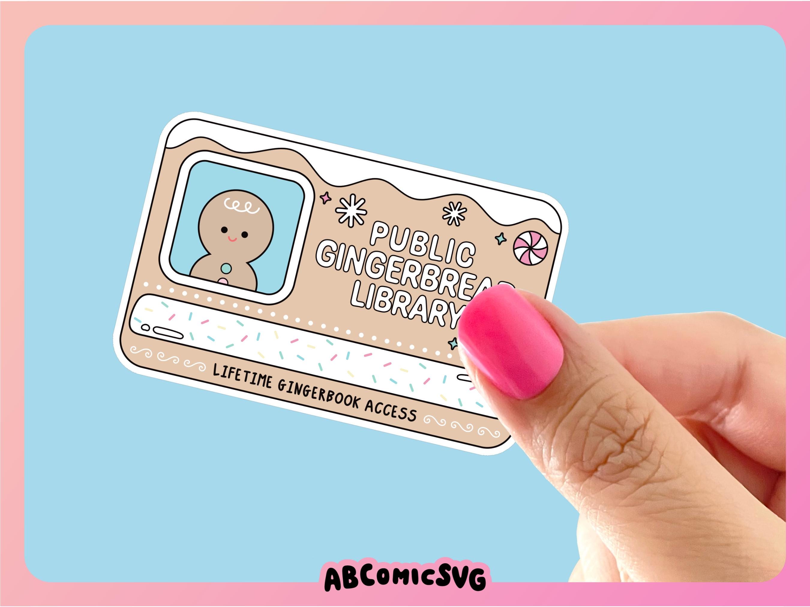 Gingerbread Library Card PNG, Bookish Christmas PNG, Cute Trendy ...