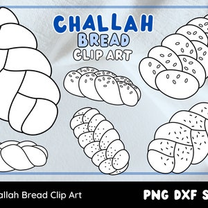 ClipArt di pane di Challah, bundle disegnato a mano di Shabbat ebraico PNG SVG DXF