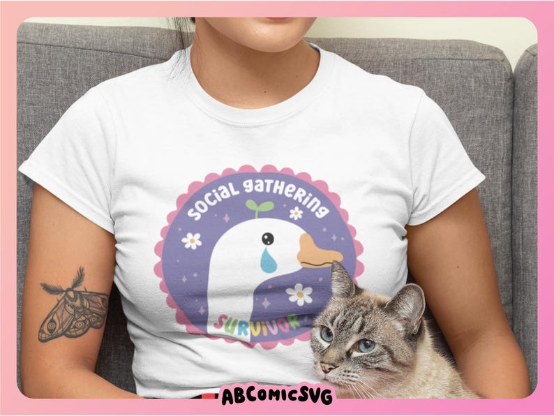 Goose SVG PNG, asociaal, angst, schattig geestelijke gezondheid SVG-ontwerpen voor shirts, stickers, mokken, commercieel gebruik afbeelding 5