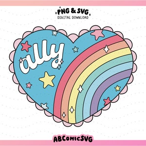 Pride Ally SVG PNG, Gay Pride Svg, LGBTQ Svg, Pride Month png, leuk trendy ontwerp voor stickers, grafische T-shirts, pins, motelsleutelhangers, mok