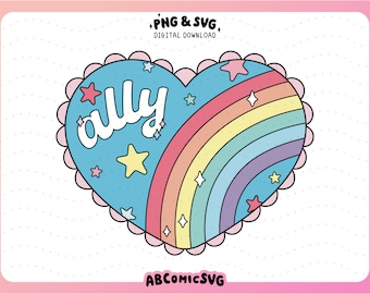 Pride Ally SVG PNG, Gay Pride Svg, LGBTQ Svg, Pride Month Png, Cute Trendy Design for Stickers, Graphic T-Shirts, Pins, Motel Keychains, Mug