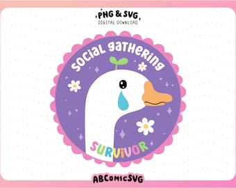 Goose SVG PNG, Antisocial, Anxiety, Cute Mental Health SVG Designs for Shirts, Stickers, Mugs, Commercial Use