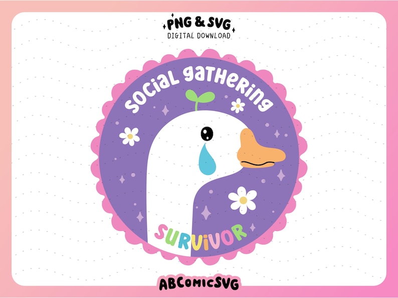 Goose SVG PNG, asociaal, angst, schattig geestelijke gezondheid SVG-ontwerpen voor shirts, stickers, mokken, commercieel gebruik afbeelding 1