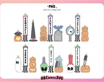 Halloween Candles Bookish Bundle PNG, Spooky Season Book Lovers Design Files for Stickers, Bookmark, Badge Reel, T Shirts (Digital Download)