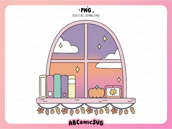 Cute Autumn PNG, Pastel Halloween PNG, Fall Leaves PNG, Bookish Png, Aesthetic Trendy Designs for Stickers, Tshirt, Sweatshirts, Mugs