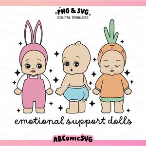 Emotionele steunpoppen SVG PNG, geestelijke gezondheid SVG, schattige trendy ontwerpen voor stickers, tshirts, bladwijzers, sleutelhangers, badgespoelen, mokken