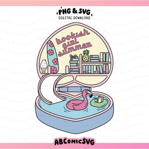 Juguete de bolsillo de verano para amantes de los libros PNG SVG, Chica de libros en verano PNG, Clipart de lectura, Pegatina de libros PNG, Vibras de verano SVG, Amante de los libros PNG, Nostalgia