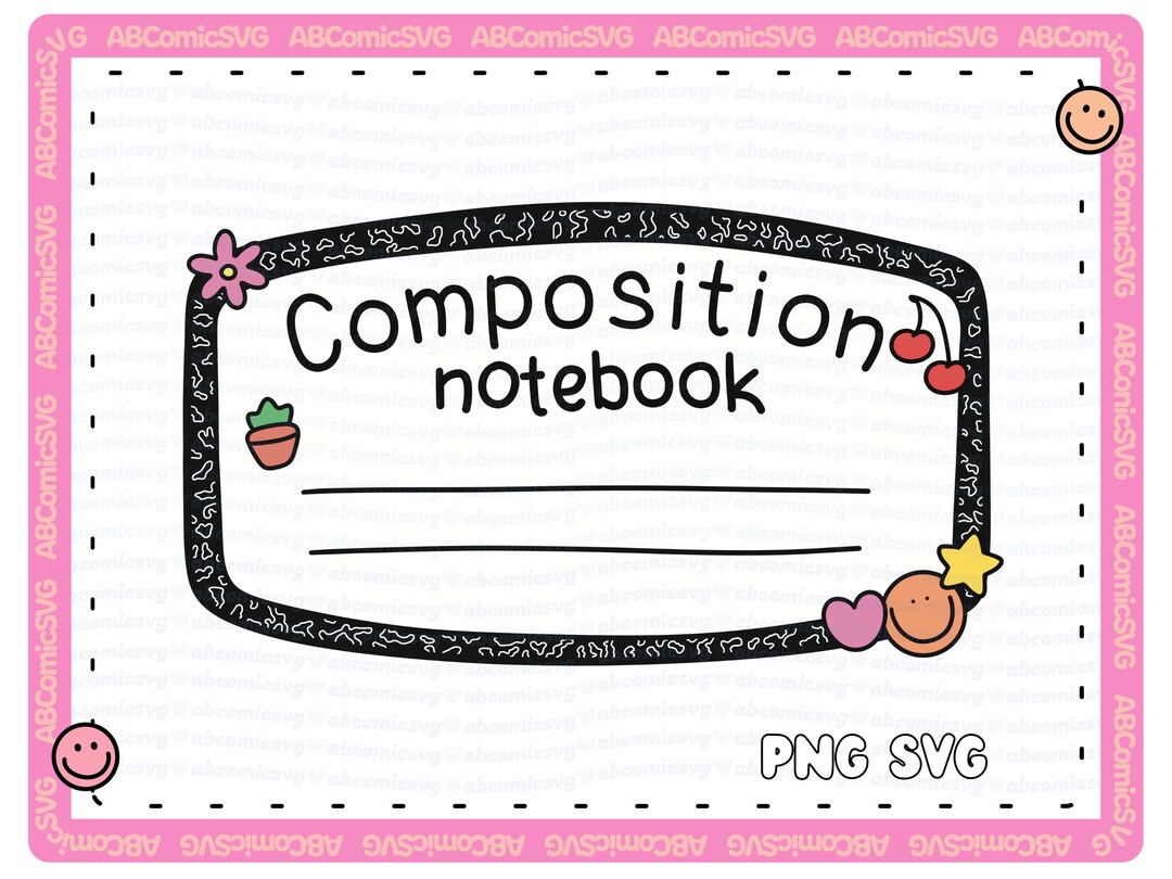 Composition Notebook SVG PNG, Label Svg, School Svg, Retro Trendy