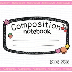 Composição Notebook SVG PNG, etiqueta Svg, escola Svg, designs retrô modernos para adesivos, camisetas gráficas, impressão sob demanda, canecas, uso comercial