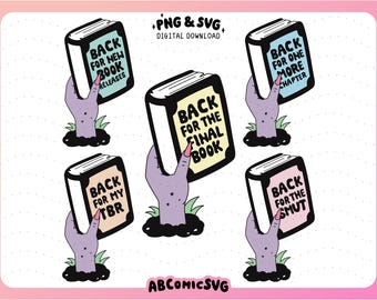 Bookish Spooky Season Bundle PNG SVG, Funny Girly Halloween PNG, Book Lovers Png, Designs for Stickers, Bookmarks, Sweatshirts, Cricut Files