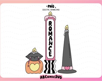 Halloween Romance Reader Bookish Candles PNG, Spooky Season Book Lovers Design Files (Digital Download)